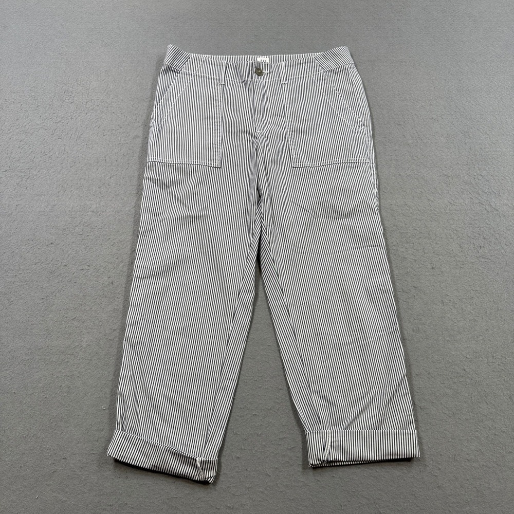 GAP Pants Women's 10 Blue White Hickory Stripe Girlfriend Khaki Straight Preppy